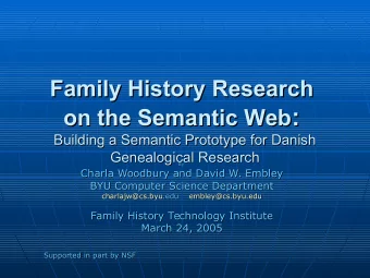 : on the Semantic Web :  on the Semantic Web  Building a Semantic Prototype for Danish  Building a