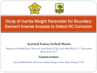 Study  dy of Iner  erti  tia  a Weight  ight Pa  Parameter  er for Boundar  ndary  y  Ele  lement