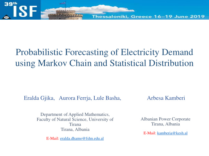 probabilistic forecasting of electricity demand using
