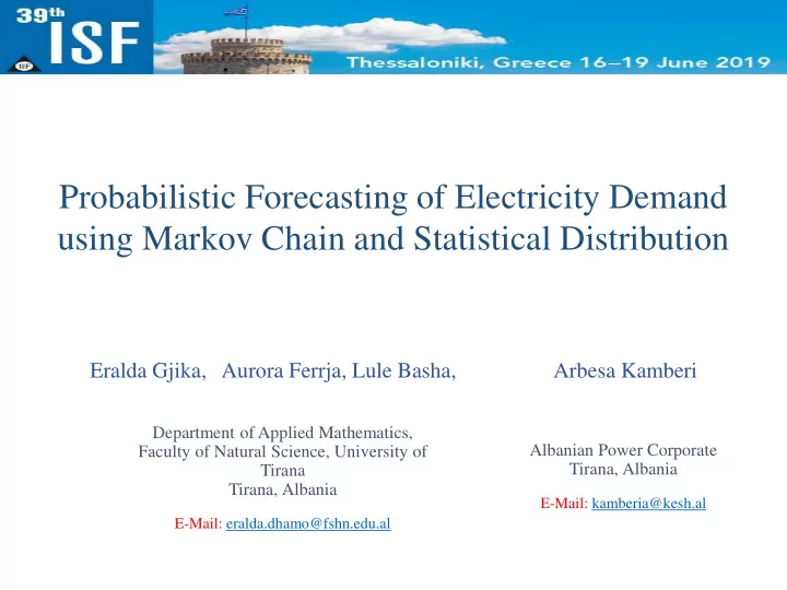probabilistic forecasting of electricity demand using