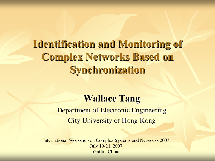 identification and monitoring of identification and