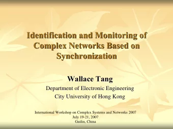 Identification and Monitoring of  Identification and Monitoring of  Complex Networks Based on