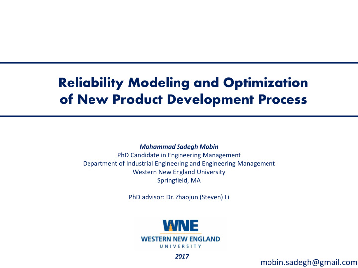 reliability modeling and optimization of new product