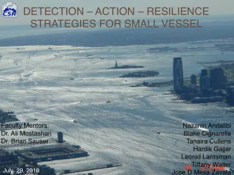 DETECTION  ACTION  RESILIENCE  STRATEGIES FOR SMALL VESSEL  Faculty Mentors:  Nazanin