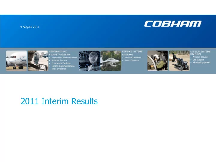 2011 interim results agenda