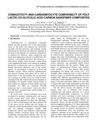 CONDUCTIVITY AND CARDIOMYOCYTE COMPATIBILTY OF POLY  LACTIC-CO-GLYCOLIC ACID CARBON NANOFIBER