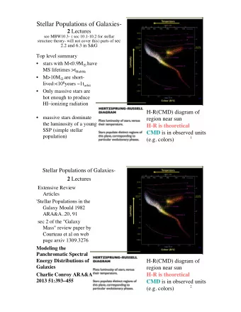 2 Lectures &quot;  see MBW10.3- ( sec 10.1-10.2 for stellar structure theory- will not cover this)