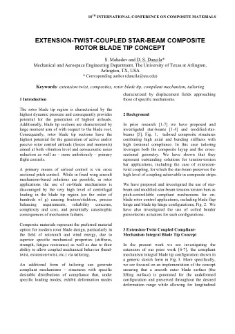 EXTENSION - TWIST - COUPLED STAR - BEAM COMPOSITE ROTOR BLADE TIP CONC EPT  S. Mahadev and D. S.