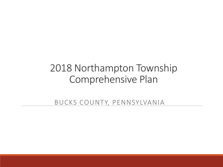 2018 northampton township comprehensive plan