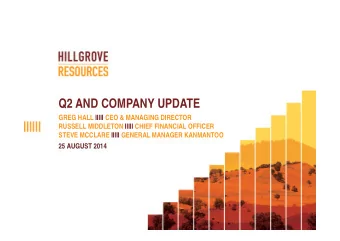 Q2 AND COMPANY UPDATE  GREG HALL IIIII CEO &amp; MANAGING DIRECTOR  RUSSELL MIDDLETON IIIII CHIEF