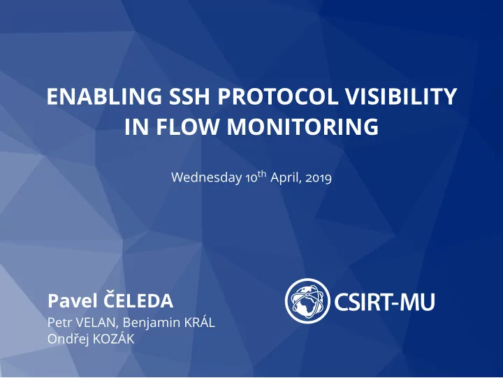 enabling ssh protocol visibility in flow monitoring