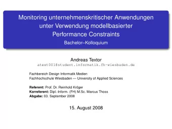 Monitoring unternehmenskritischer Anwendungen  unter Verwendung modellbasierter  Performance