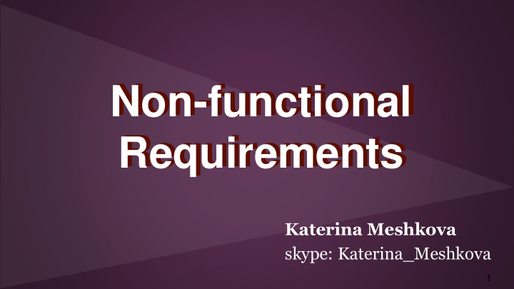 non functional requirements requirements