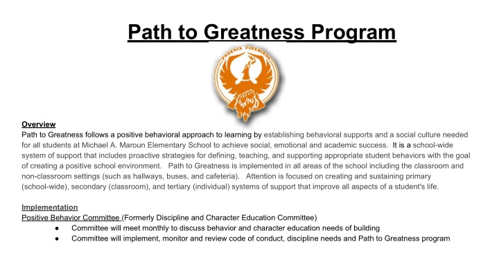 path to greatness program