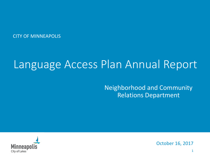 language access plan annual report