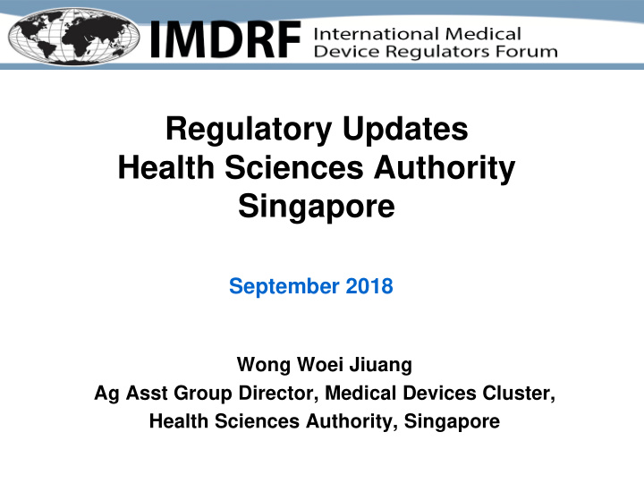 regulatory updates health sciences authority singapore