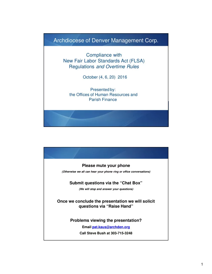 archdiocese of denver management corp