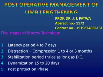 PROF. DR. J. J. PATWA  Absract no.- 1172  Contact no.- +919824036131  Five stages of Ilizarov