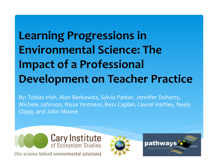 learning progressions in environmental science the impact