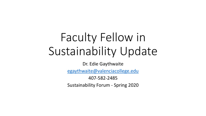 sustainability update