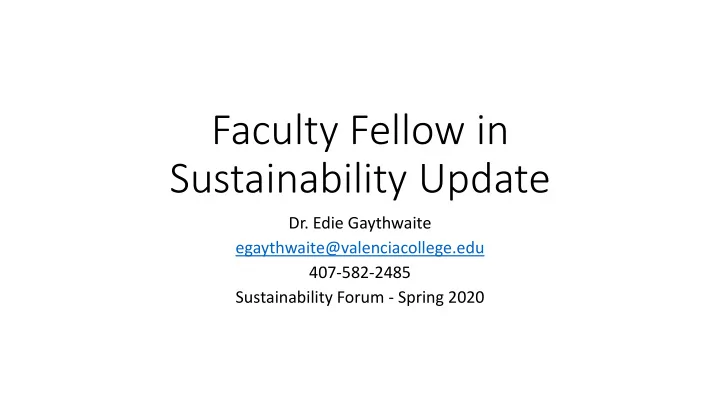 sustainability update