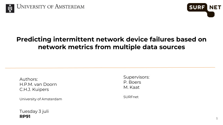 predicting intermittent network device failures based on