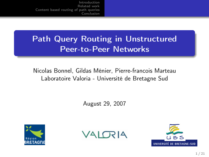 path query routing in unstructured peer to peer networks