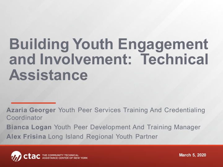 building youth engagement and involvement technical