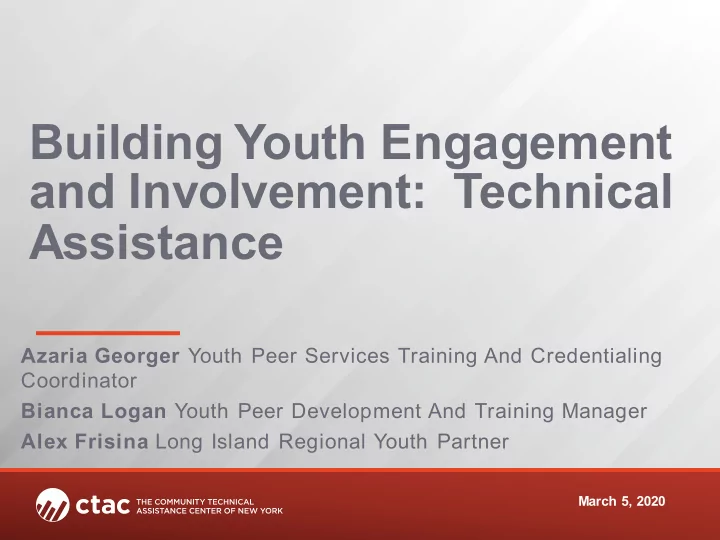 building youth engagement and involvement technical