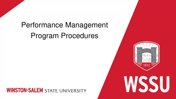 performance management program procedures ob objectives