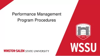 Performance Management  Program Procedures  Ob  Objectives  ectives  To understand the