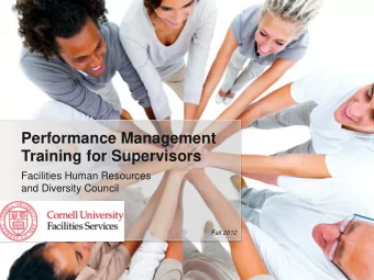 Performance Management  Training for Supervisors  Facilities Human Resources  and Diversity Council
