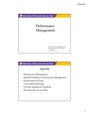 Performance  Management  Human Resources &amp; Affirmative Action  Lisa Schaufenbuel, PHR, SHRM-CP
