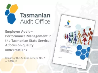 Employer Audit   Performance Management in  the Tasmanian State Service:  A focus on quality