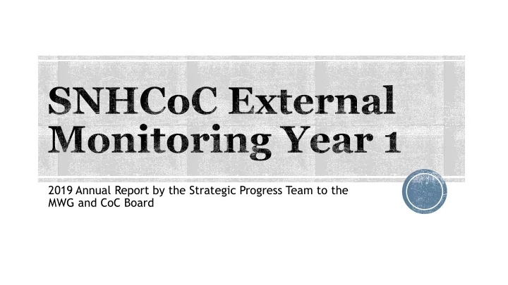 2019 annual report by the strategic progress team to the