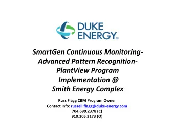 SmartGen Continuous Monitoring-  Advanced Pattern Recognition-  PlantView Program  Implementation @