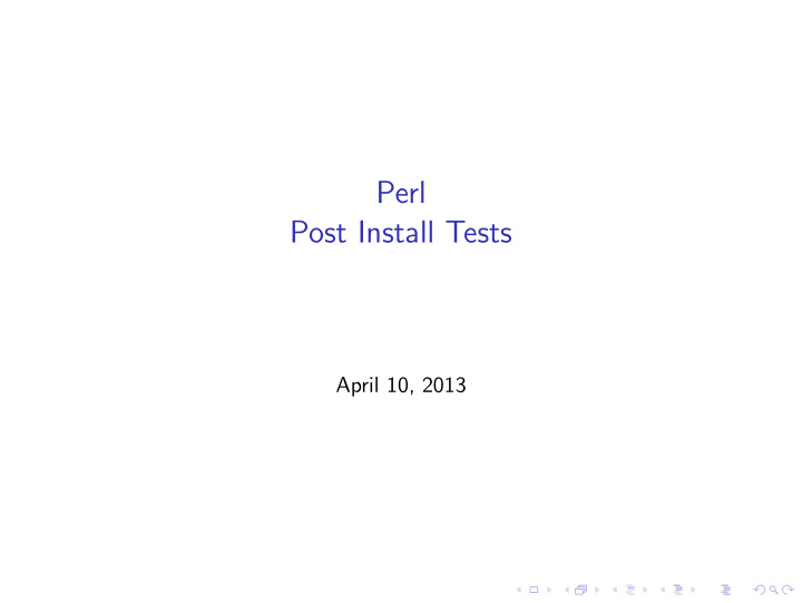 perl post install tests