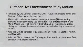Outdoor Live Entertainment Study Motion  Initiated by City Council Motion M-20-5.