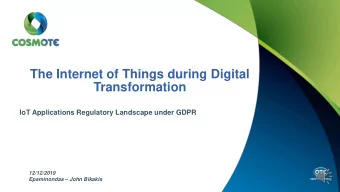 The Internet of Things during Digital  Transformation  IoT Applications Regulatory Landscape under