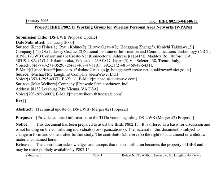 project ieee p802 15 working group for wireless personal