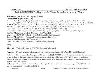 Project: IEEE P802.15 Working Group for Wireless Personal Area Networks (WPANs)  etworks (WPANs)