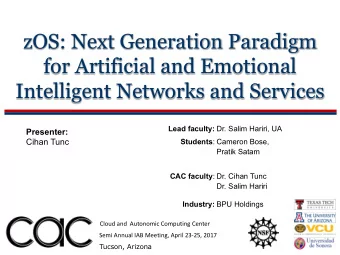 zOS: Next Generation Paradigm  for Artificial and Emotional  Intelligent Networks and Services Lead