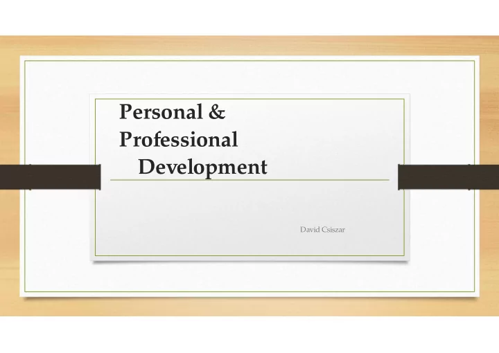 personal professional development