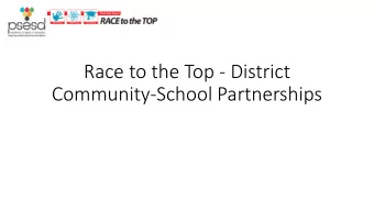 Community-School Partnerships  Road Map Project Goal  The Road Map Project goal is to double the