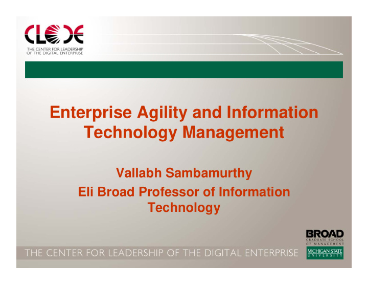 enterprise agility and information technology management
