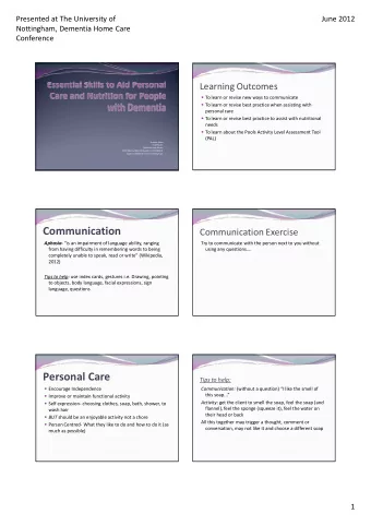 Communication  Communication Exercise Aphasia- is an impairment of language ability, ranging