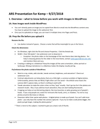 ARS Presentation for Kemp  9/27/2018 1. Overview  what to know before you work with images in