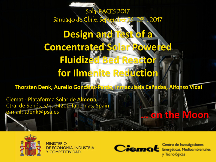 design and test of a concentrated solar powered fluidized