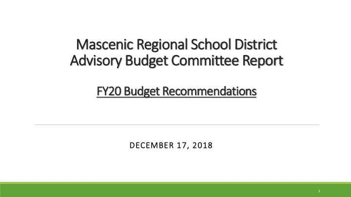 advisory budget committee report
