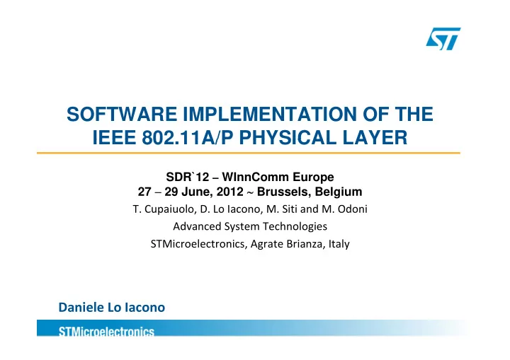 software implementation of the ieee 802 11a p physical